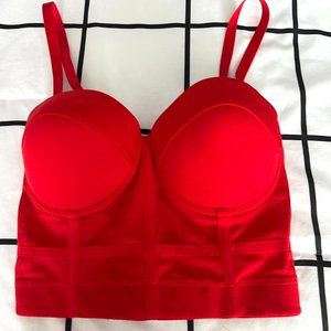 Sheer Mesh Red Corset Top